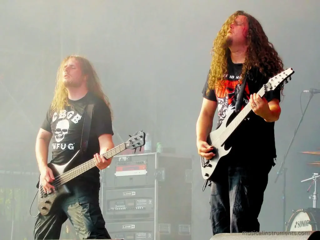 Meshuggah playing an 8 string guitar