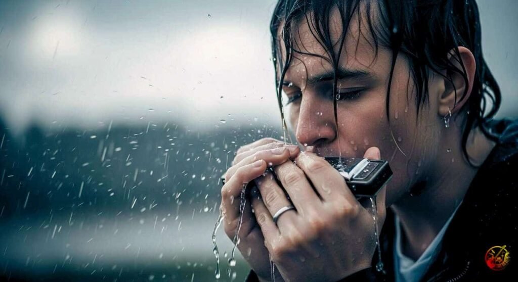 Playing Harmonica in The Rain