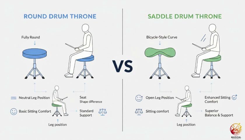 Round vs Saddle Drum Throne Comparison